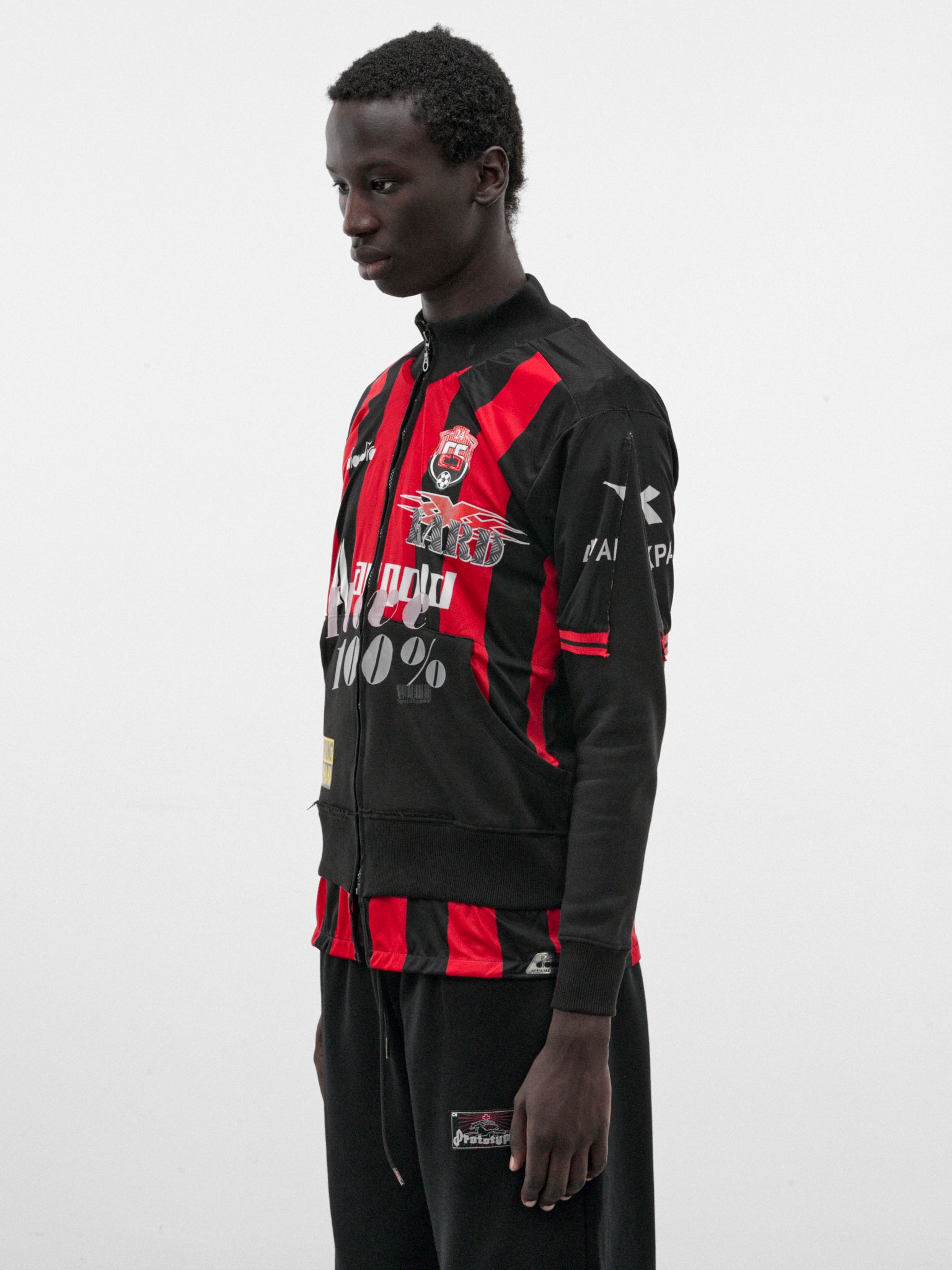 Black Deconstructed Football Zip Top (PT99SH06USBK-BLACK)