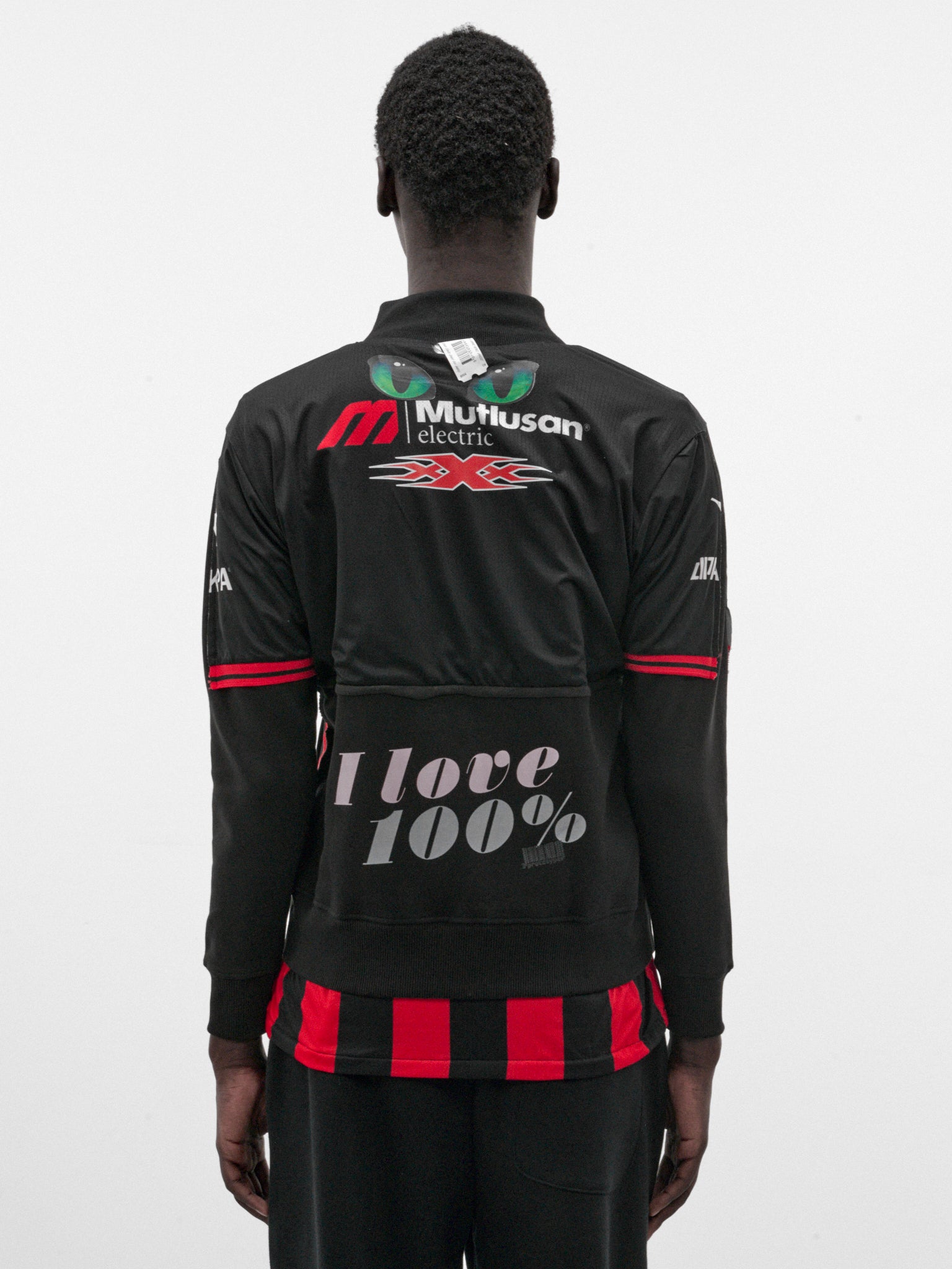 Black Deconstructed Football Zip Top (PT99SH06USBK-BLACK)