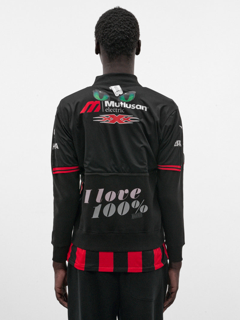 Black Deconstructed Football Zip Top (PT99SH06USBK-BLACK)