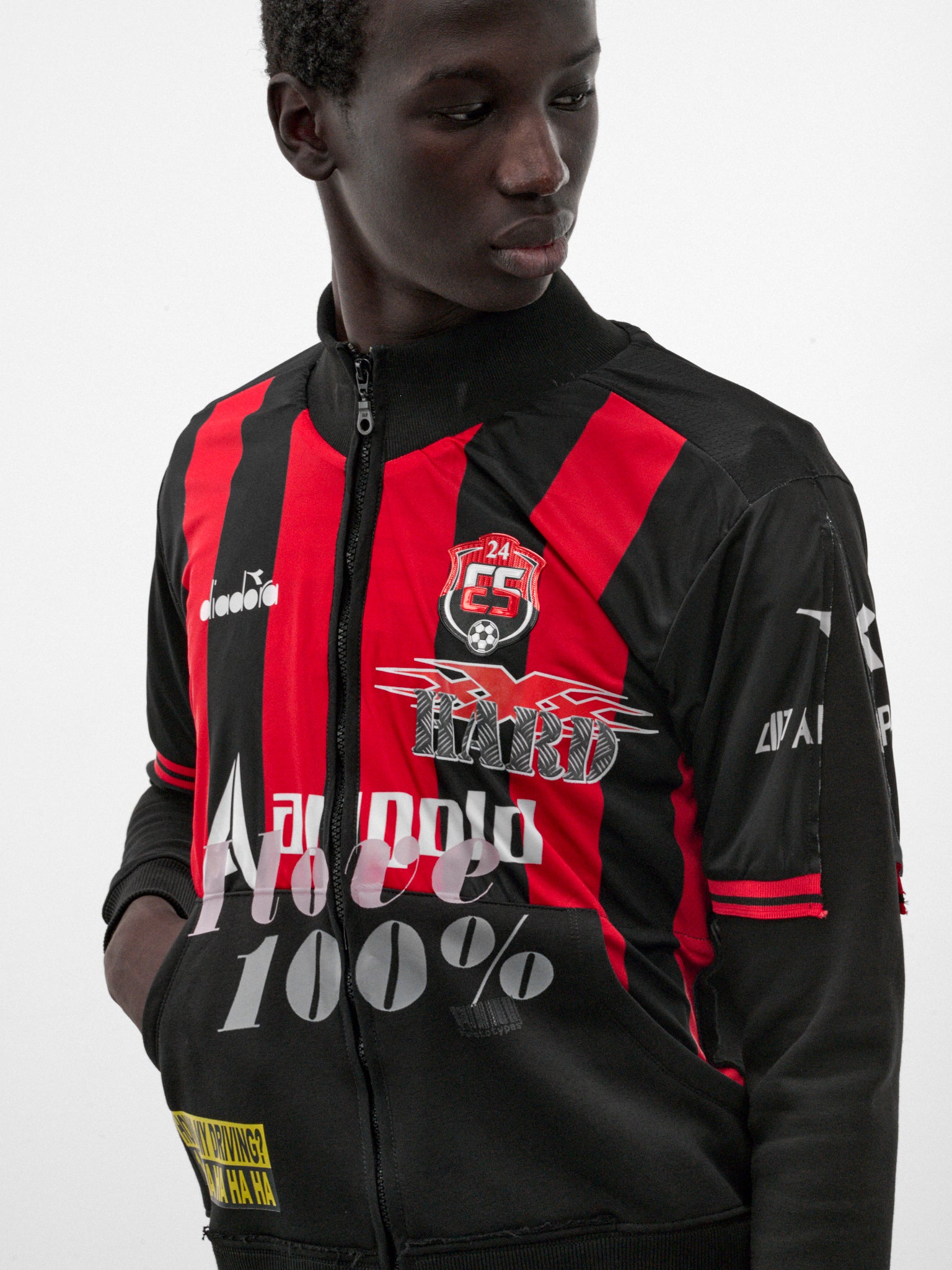 Black Deconstructed Football Zip Top (PT99SH06USBK-BLACK)