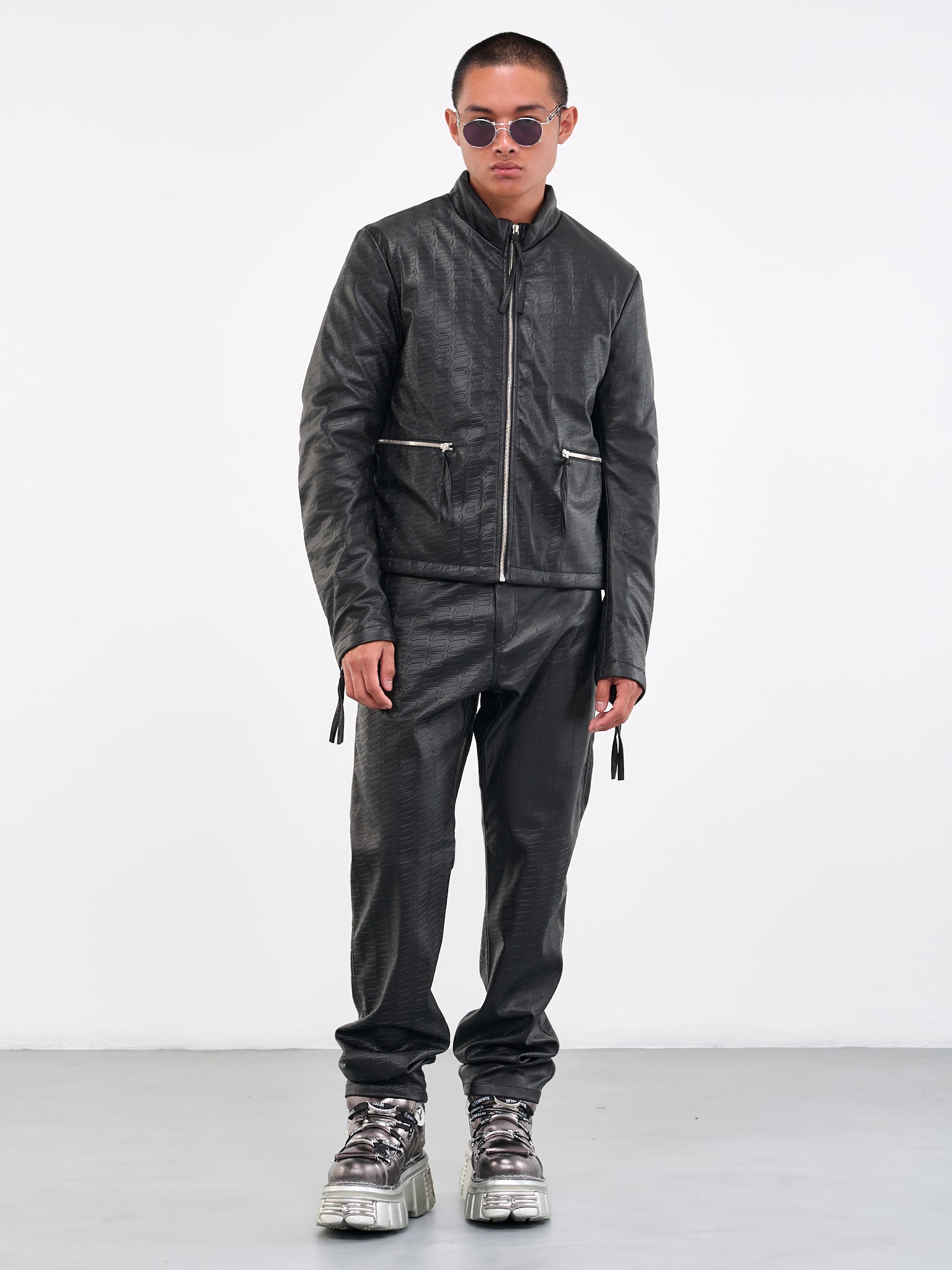 Tire Embossed Rider Jacket (PU-JK09-BLACK)