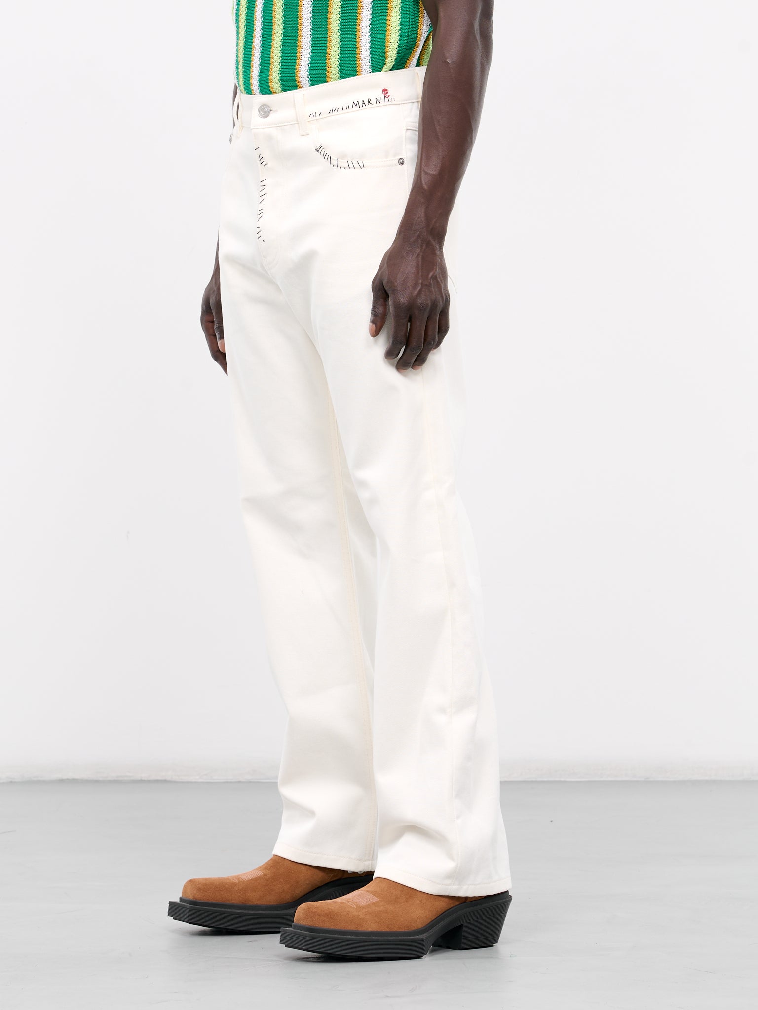 Handstitched Embroidery Trousers (PUJU0021S1-TCX17-OFF-WHITE)