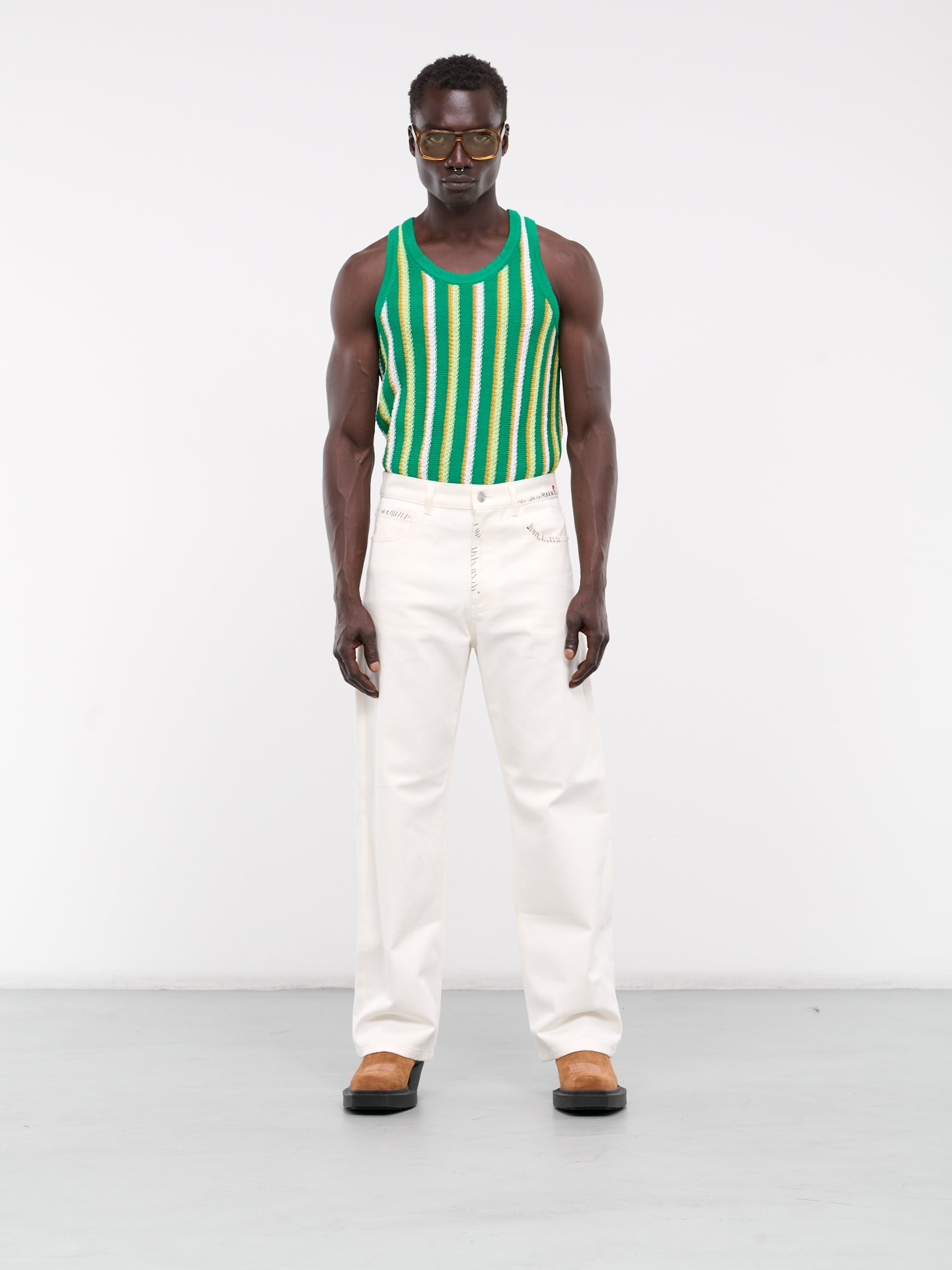 Stripe Knit Tank Top (GCMG0387Q0-UFCB23-GREEN-STRIPE)