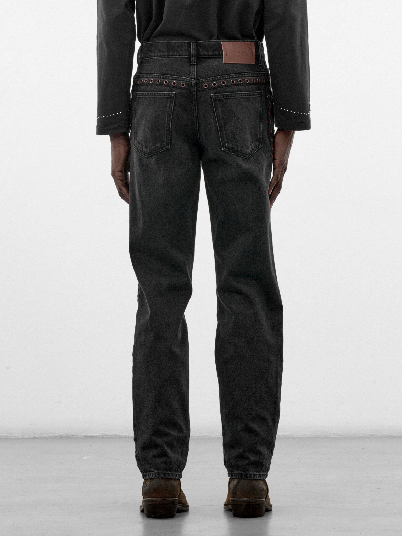 Black Denim Eyelet Jeans (PUJU0137S0-USCZ41-BLACK)