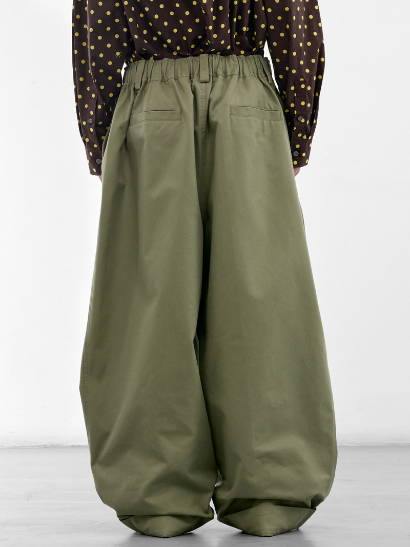 Olive Baggy Pleated Trousers (PUMU0347J0-UTC646-LIGHT-GREEN)