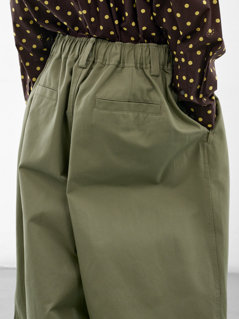 Olive Baggy Pleated Trousers (PUMU0347J0-UTC646-LIGHT-GREEN)