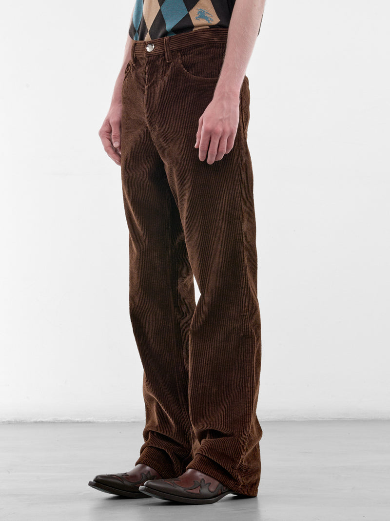 Brown Corduroy Flared Pants (PUMU0354G0-USCZ28-DARK-BROWN)