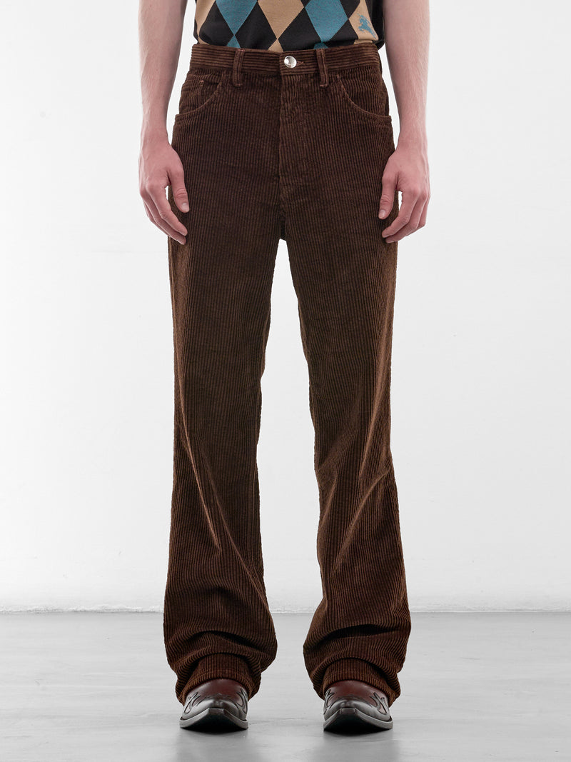 Brown Corduroy Flared Pants (PUMU0354G0-USCZ28-DARK-BROWN)
