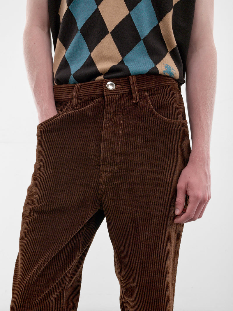 Brown Corduroy Flared Pants (PUMU0354G0-USCZ28-DARK-BROWN)