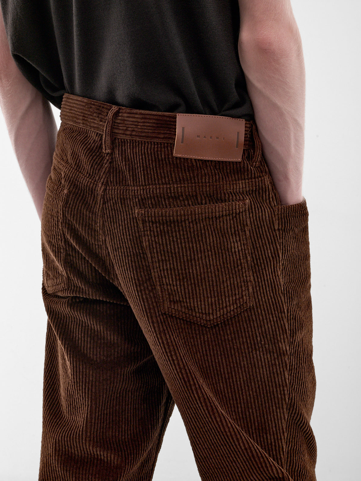 Brown Corduroy Flared Pants (PUMU0354G0-USCZ28-DARK-BROWN)
