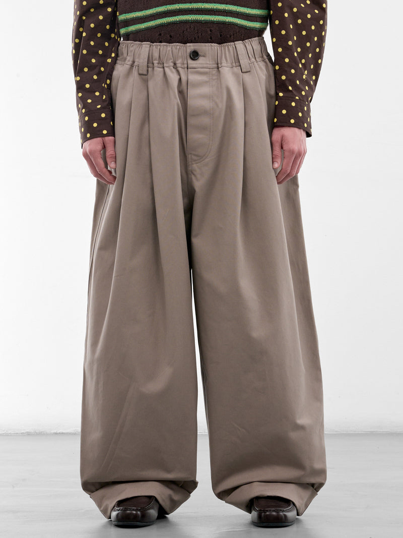 Brown Baggy Pleated Trousers (PUMU0347J0-UTC646-LIGHT-BROWN)