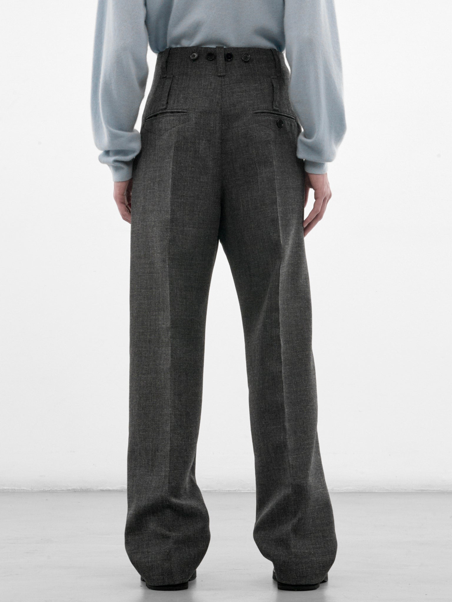 Gray Wool Pleated Trousers (PUMU0365U0-UTWA58-GREY)