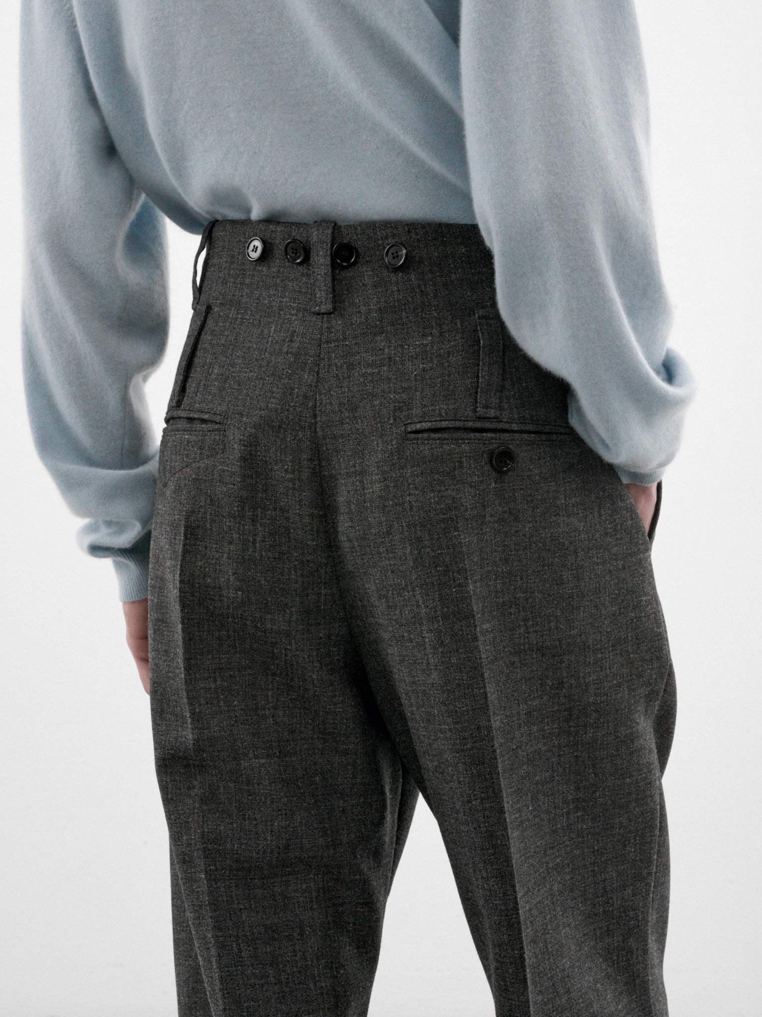 Gray Wool Pleated Trousers (PUMU0365U0-UTWA58-GREY)
