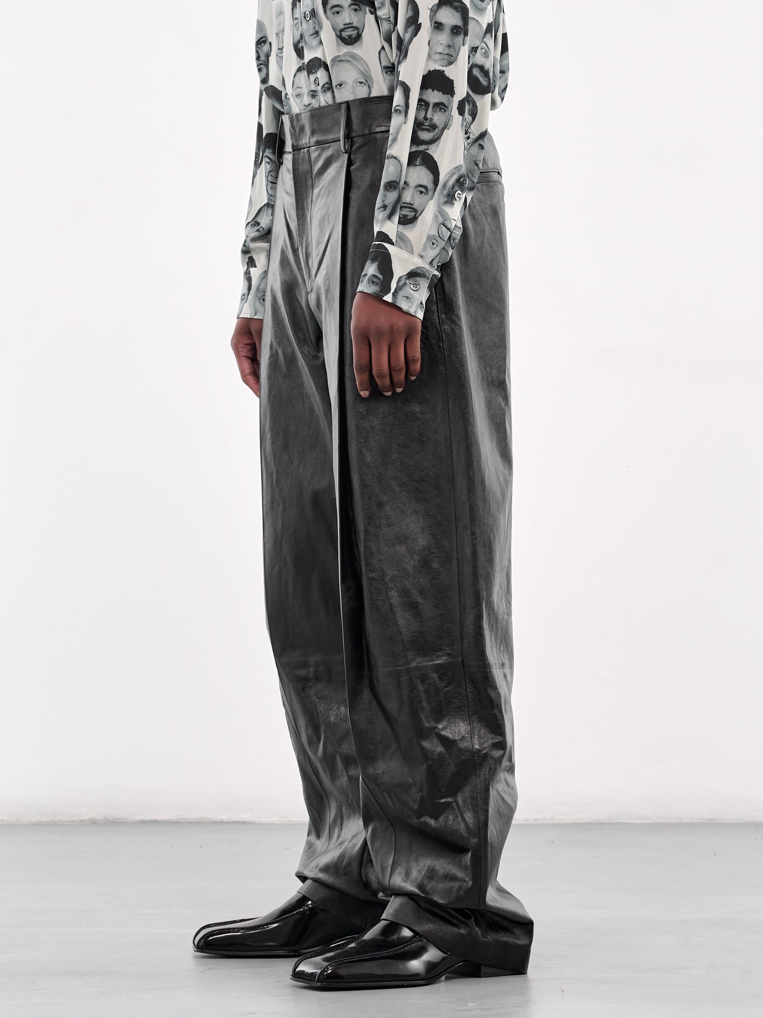 Wide Leg Leather Trousers (PUMY0032SU-ULA760-BLACK)