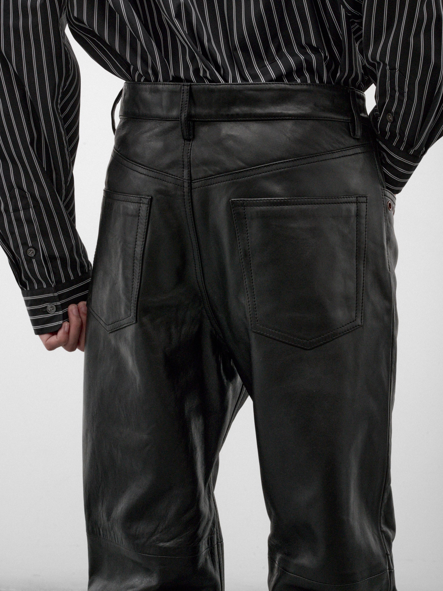 Black Leather Eyelet Trousers (PUMY0353UX-ULA770-00N99-BLACK)