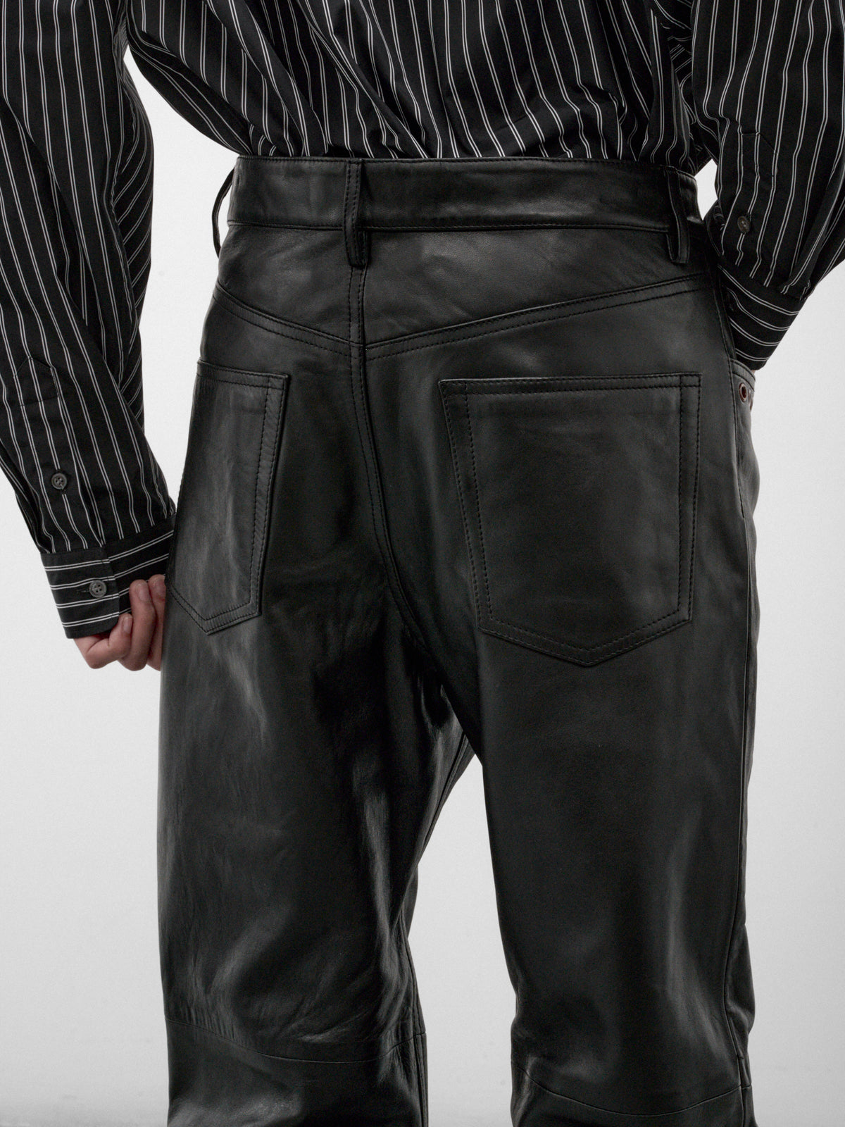 Black Leather Eyelet Trousers (PUMY0353UX-ULA770-00N99-BLACK)