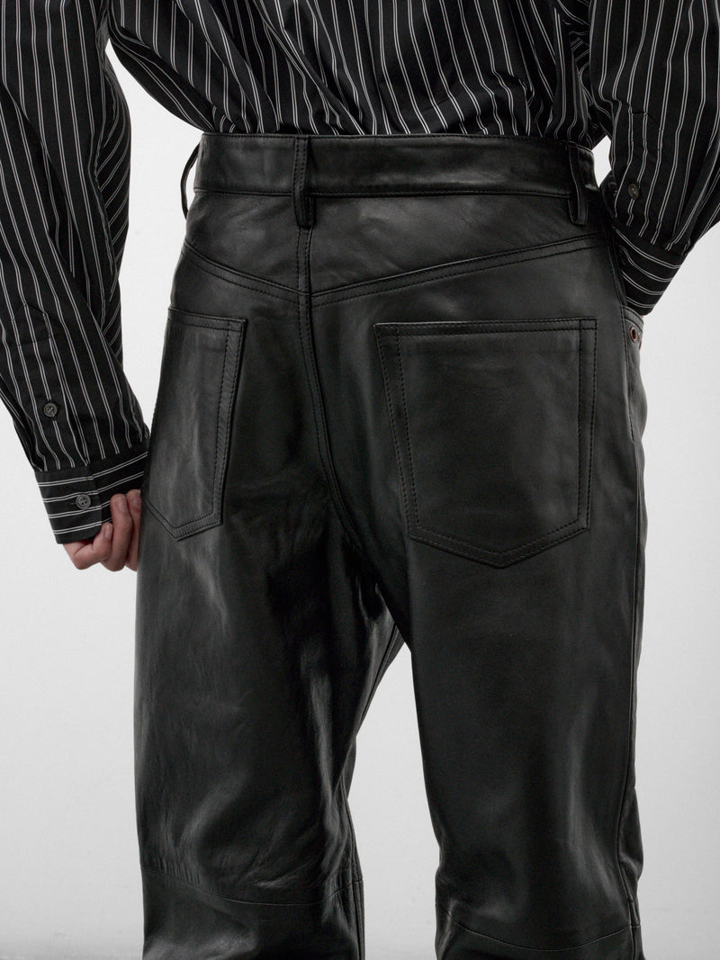 Black Leather Eyelet Trousers (PUMY0353UX-ULA770-00N99-BLACK)