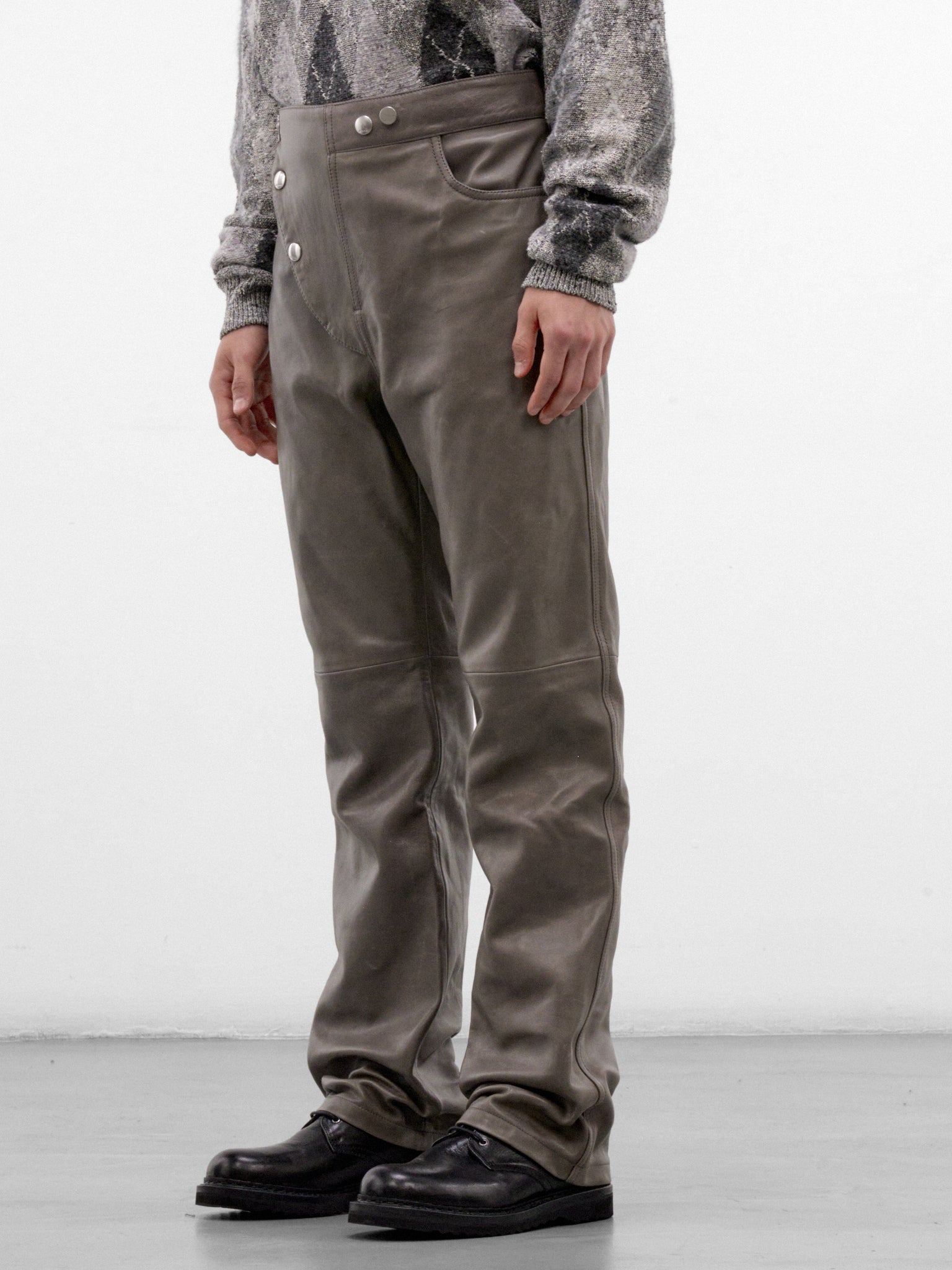 Taupe Leather Paneled Trousers (PUMY0366U0-ULA770-GREY)