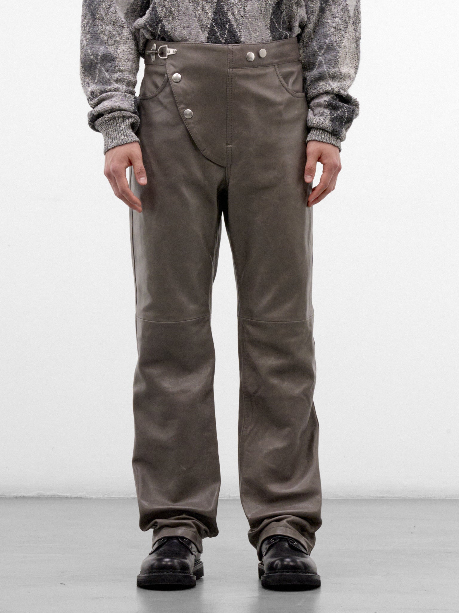 Taupe Leather Paneled Trousers (PUMY0366U0-ULA770-GREY)