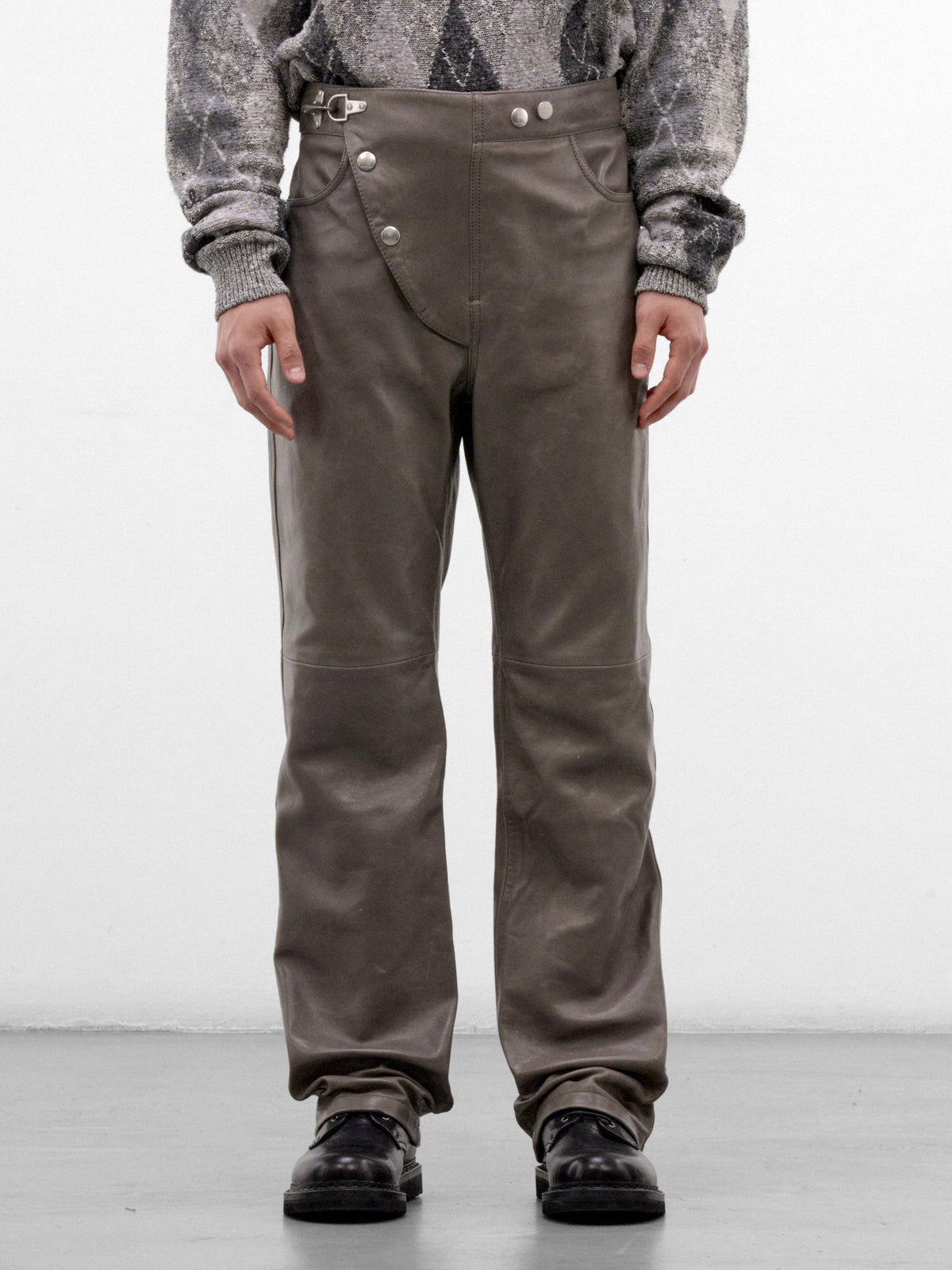 Taupe Leather Paneled Trousers (PUMY0366U0-ULA770-GREY)