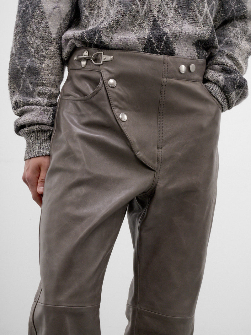 Taupe Leather Paneled Trousers (PUMY0366U0-ULA770-GREY)