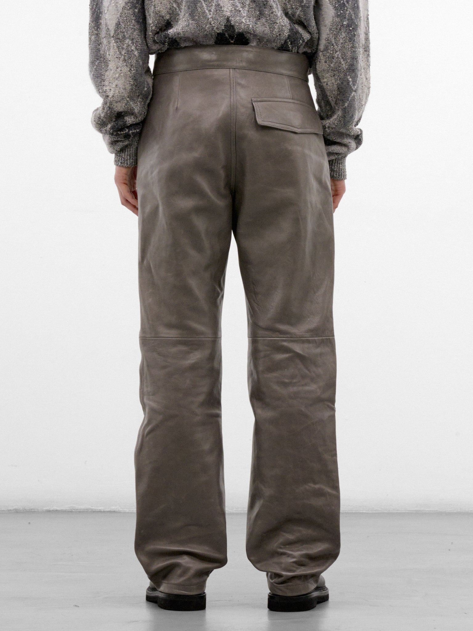 Taupe Leather Paneled Trousers (PUMY0366U0-ULA770-GREY)