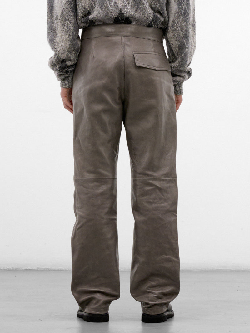 Taupe Leather Paneled Trousers (PUMY0366U0-ULA770-GREY)