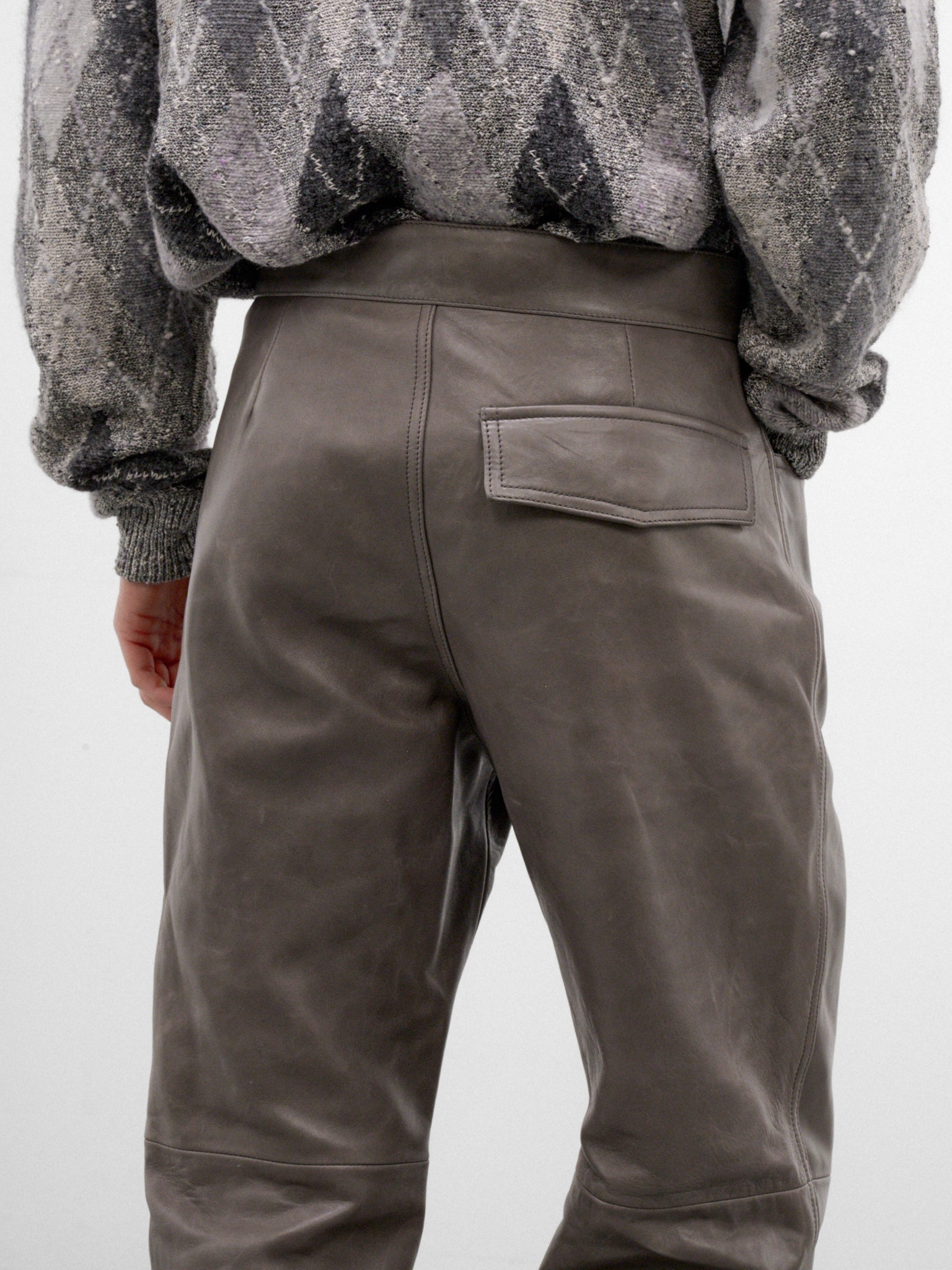 Taupe Leather Paneled Trousers (PUMY0366U0-ULA770-GREY)