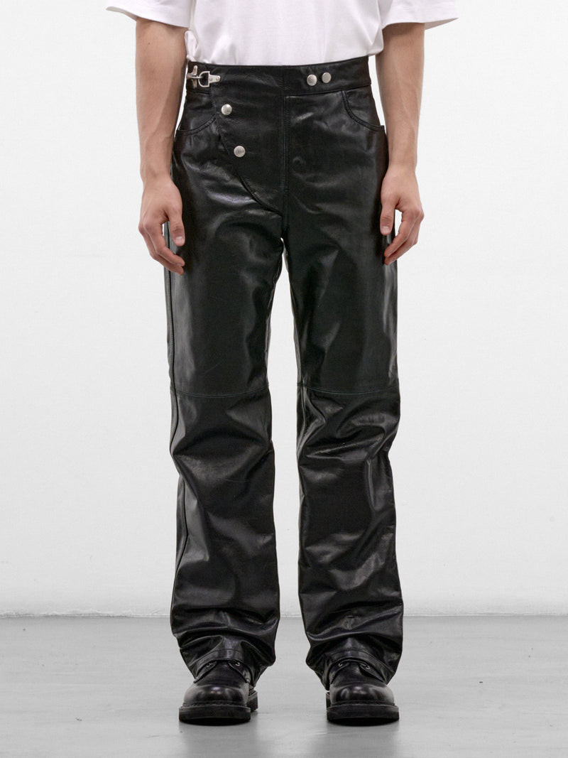 Black Vegan Leather Trousers (PUMY0366U0-ULV899-BLACK)