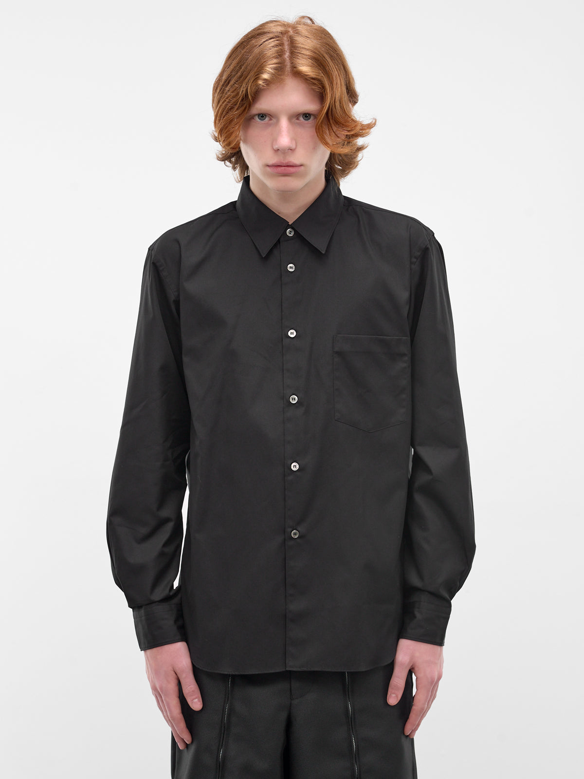 Black Button-Up Shirt (PZ-B003-S26-BLACK)