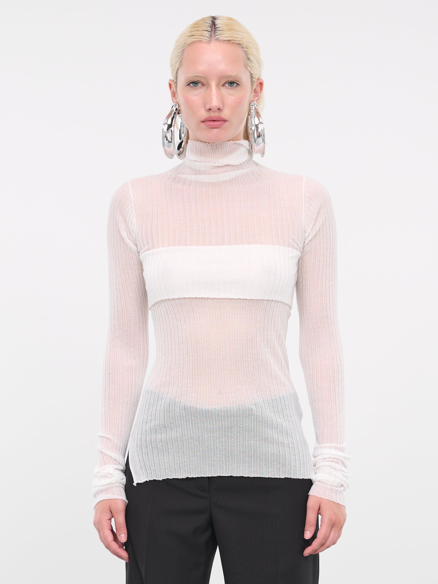 Sheer Knit Top (Q725KU-OFF-WHITE)