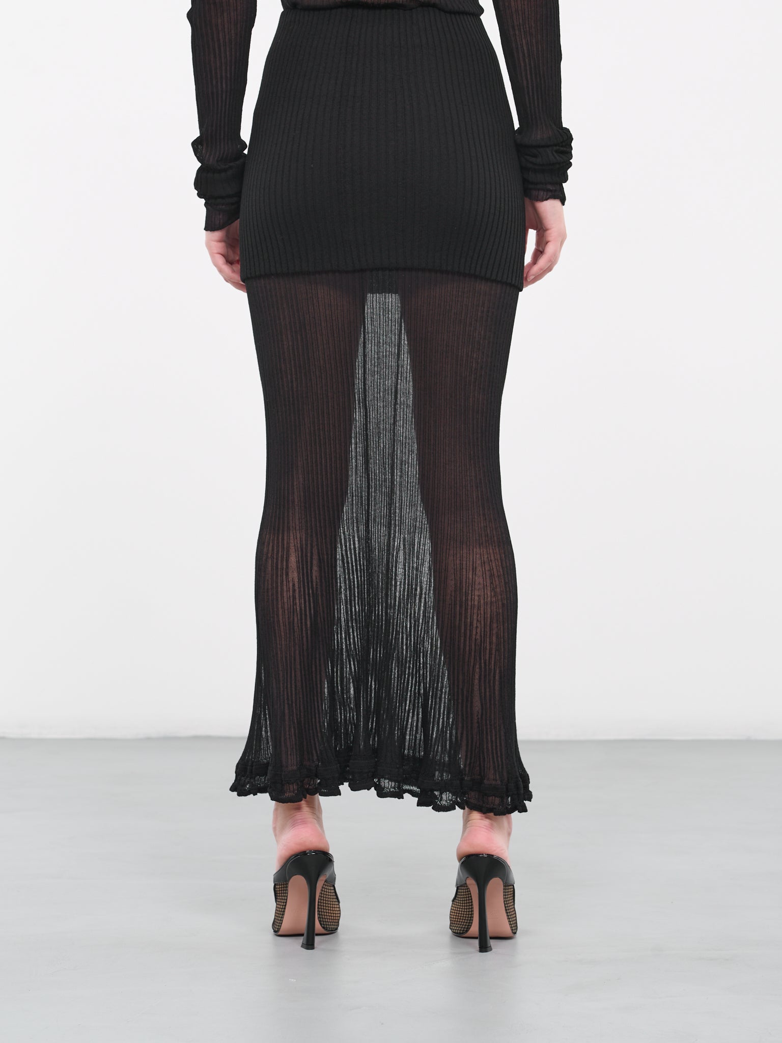 Rib Knit Skirt Pants (Q769KU-BLACK)