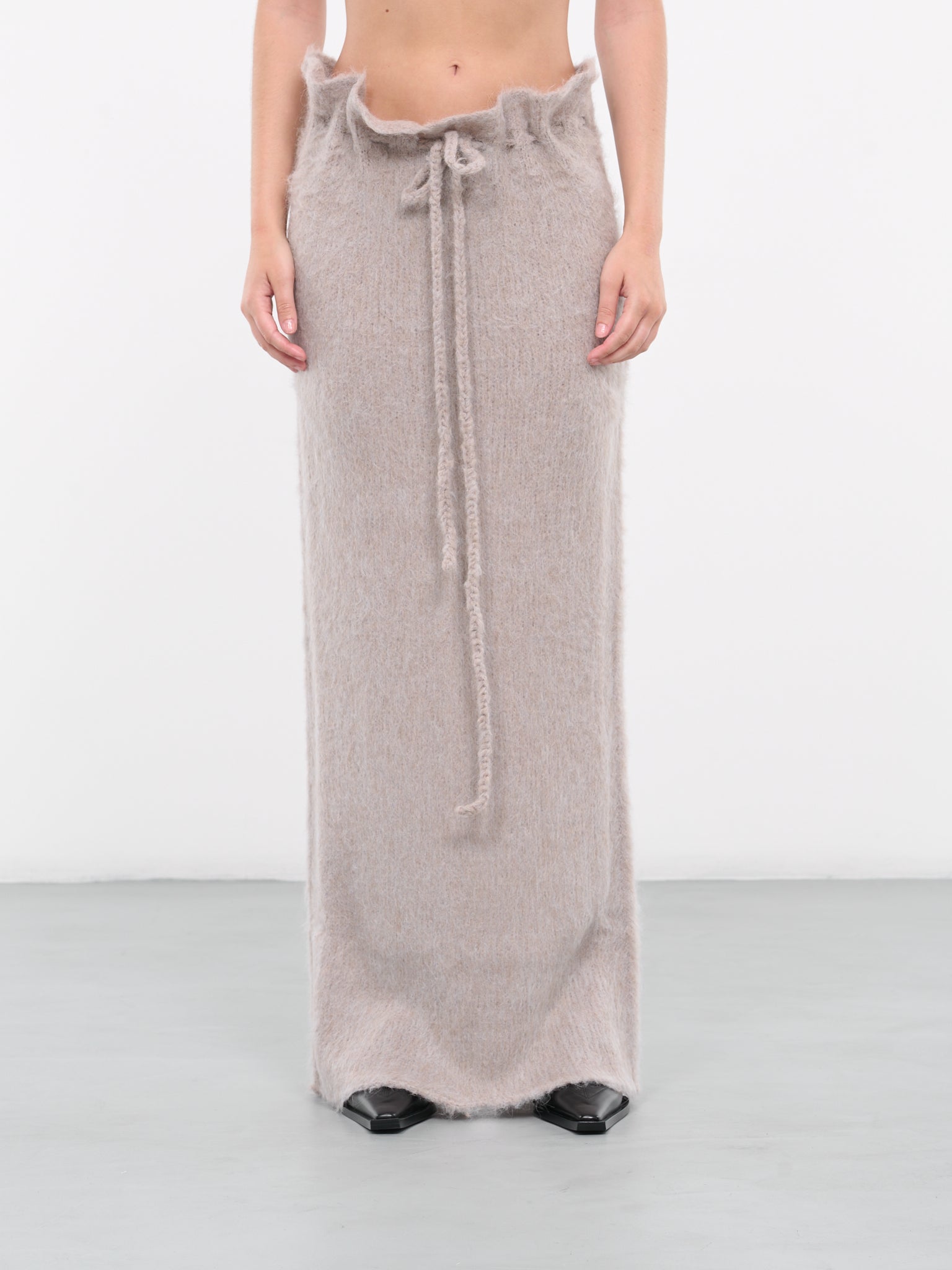 Gathered Knit Skirt (Q774KA-OYSTER)