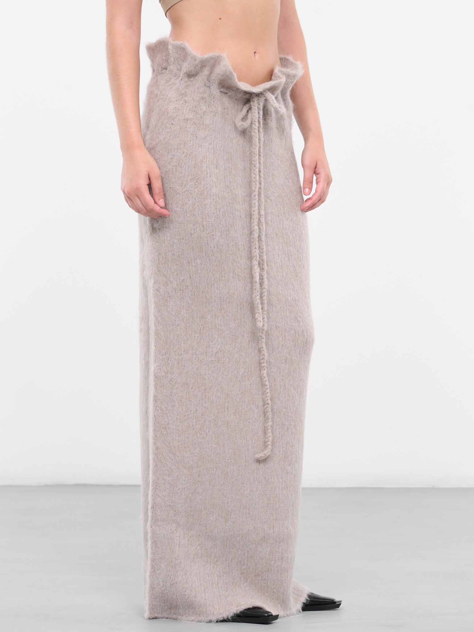 Gathered Knit Skirt (Q774KA-OYSTER)