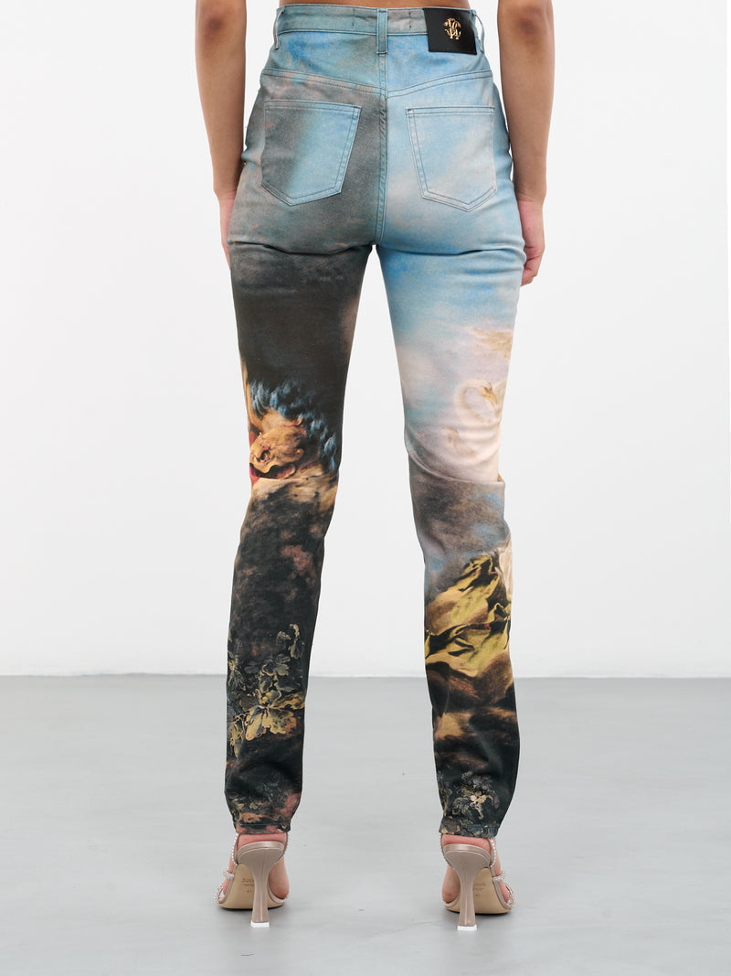 Printed Rococo Painting Denim Jeans (QWJ233-DAG38-09000-MULTICOLOR)