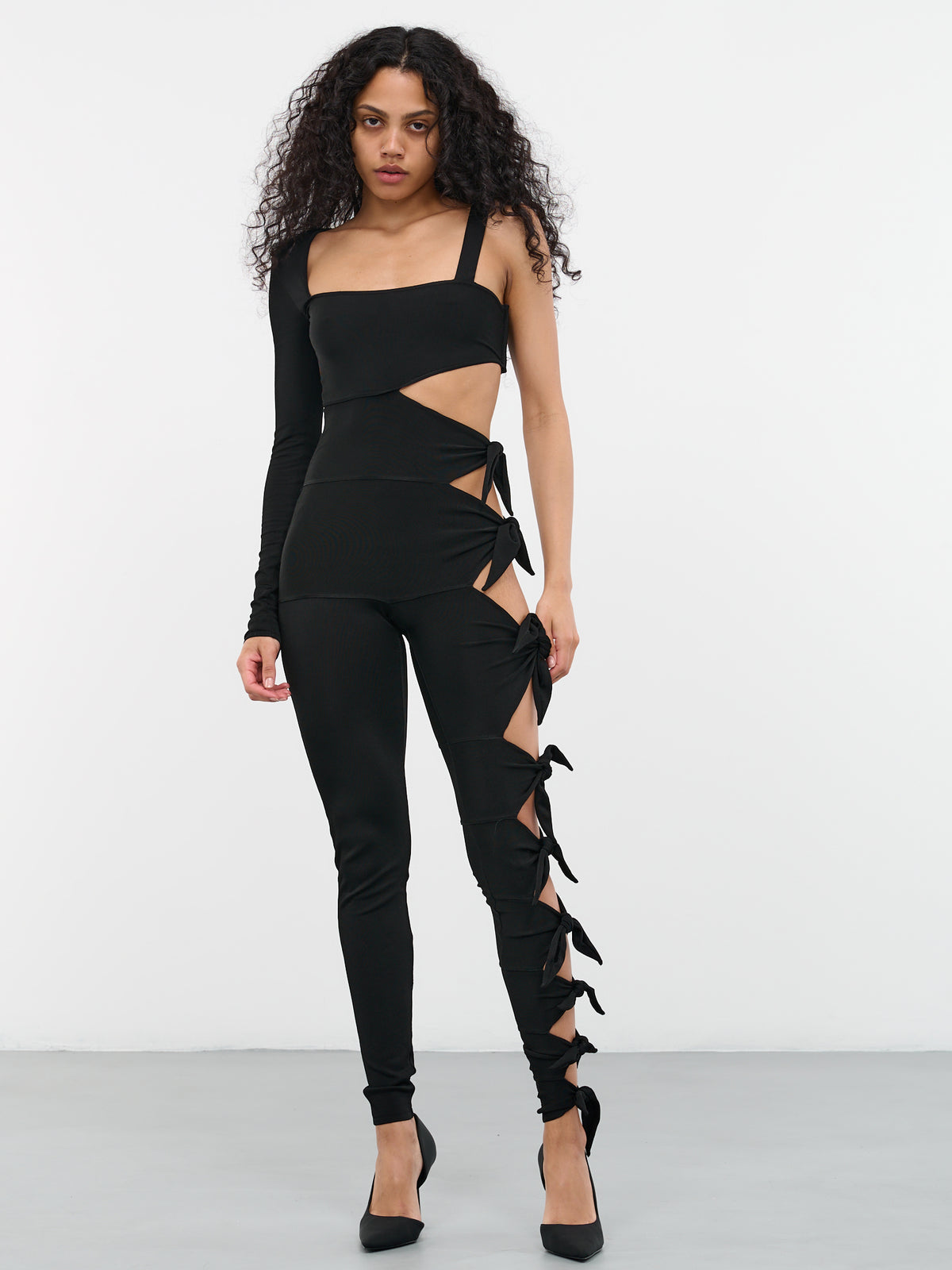 Cut-Out Knot Jumpsuit (QWM152-MG011-05051-BLACK)