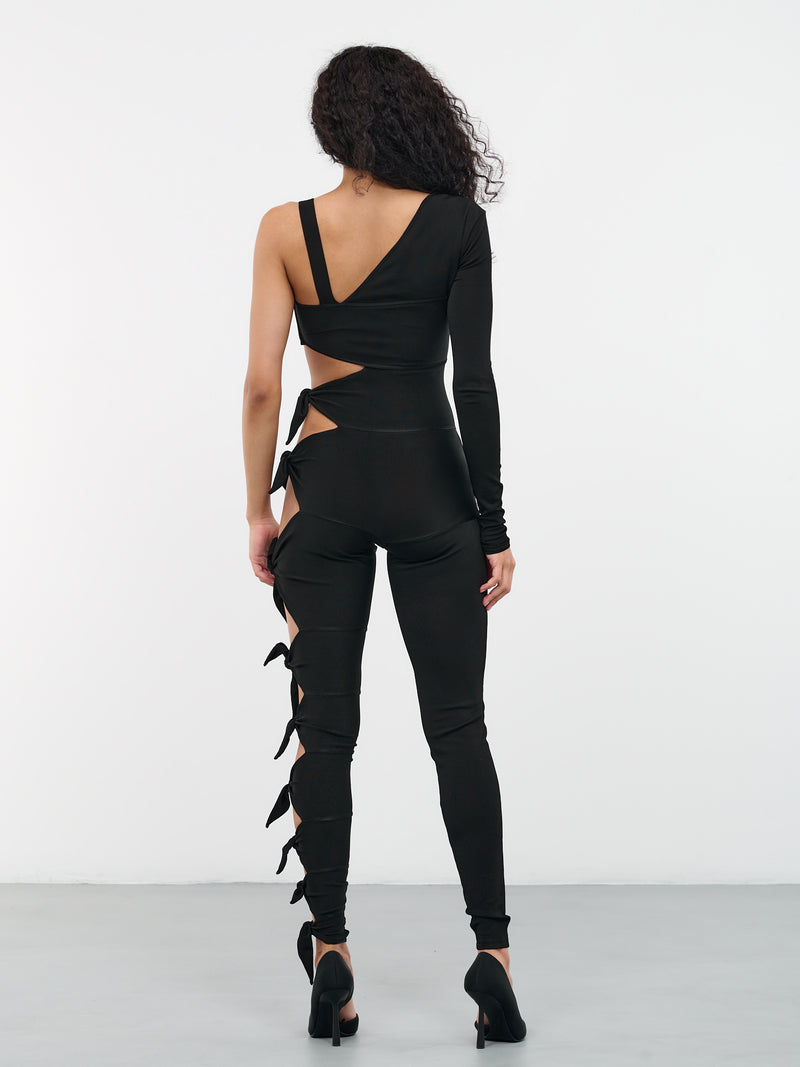 Cut-Out Knot Jumpsuit (QWM152-MG011-05051-BLACK)