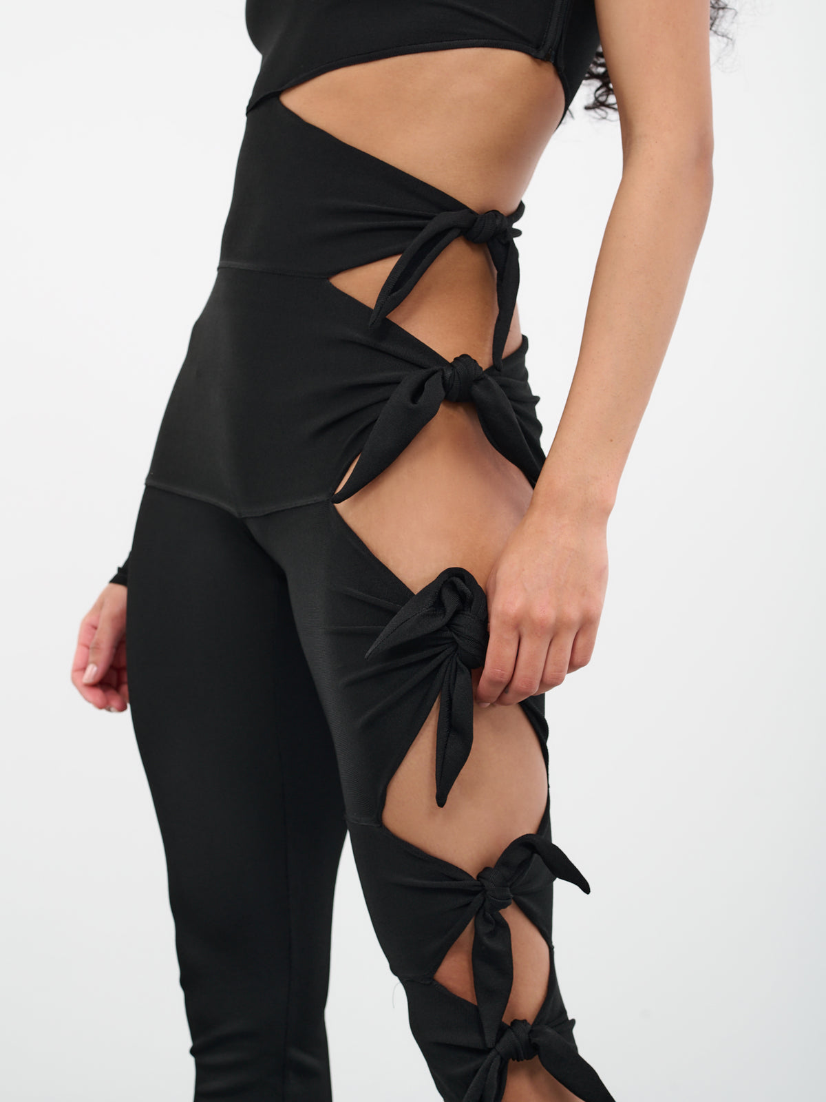 Cut-Out Knot Jumpsuit (QWM152-MG011-05051-BLACK)