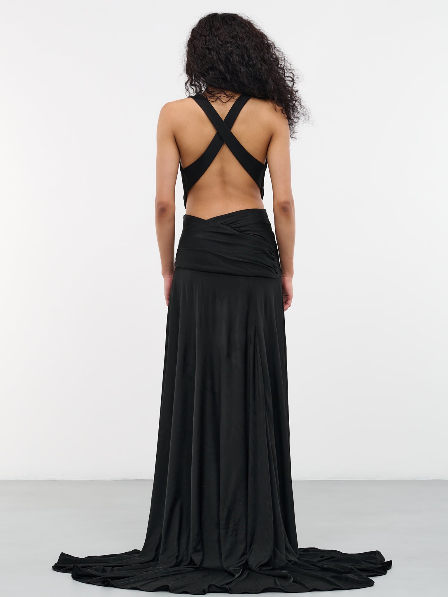 Gathered Maxi Dress (QWT100-JE049C-05051-BLACK)