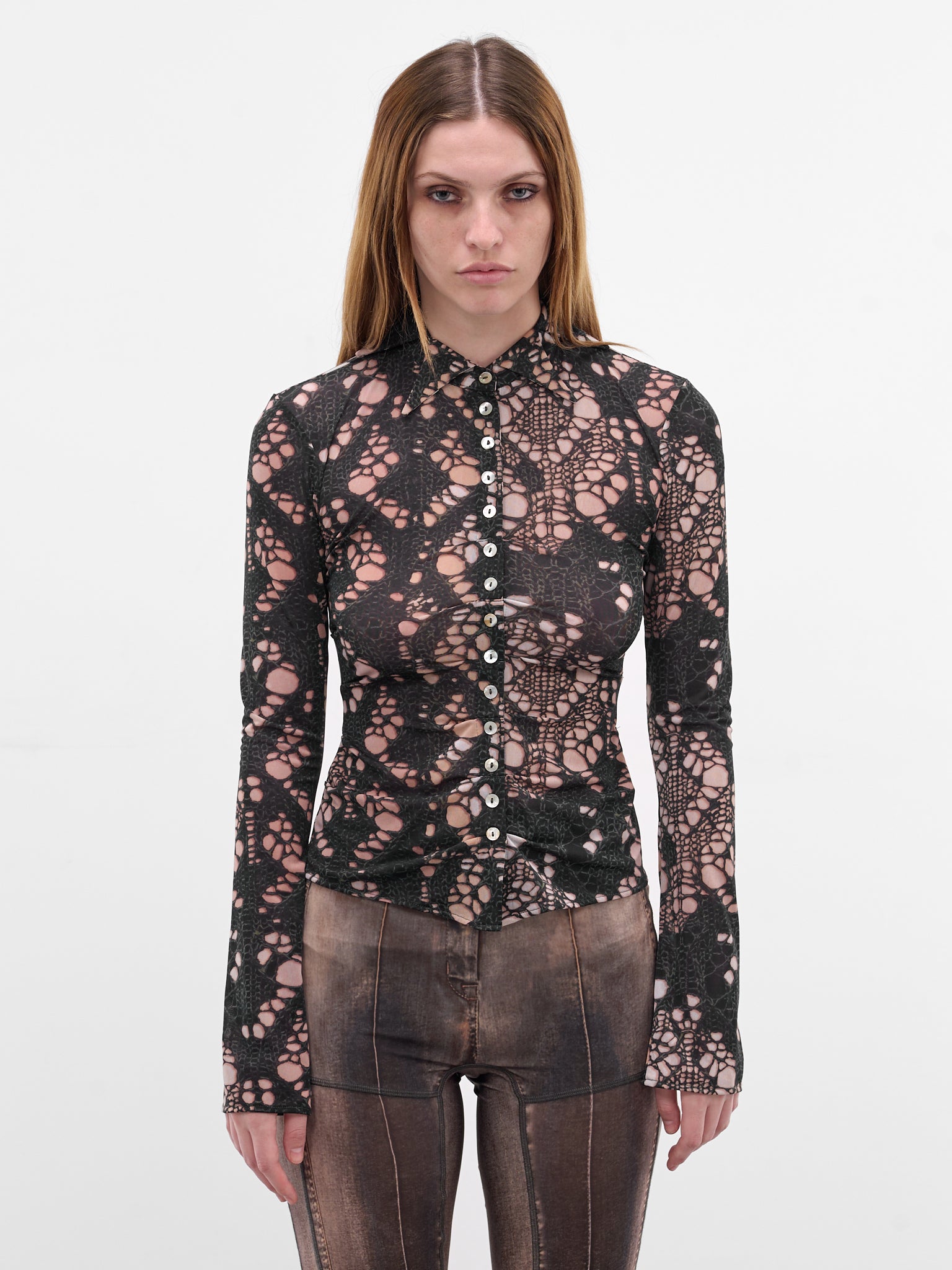 Black Simone Trompe L'oeil Shirt (R17045-SIMONE-SPIKY-BLACK)