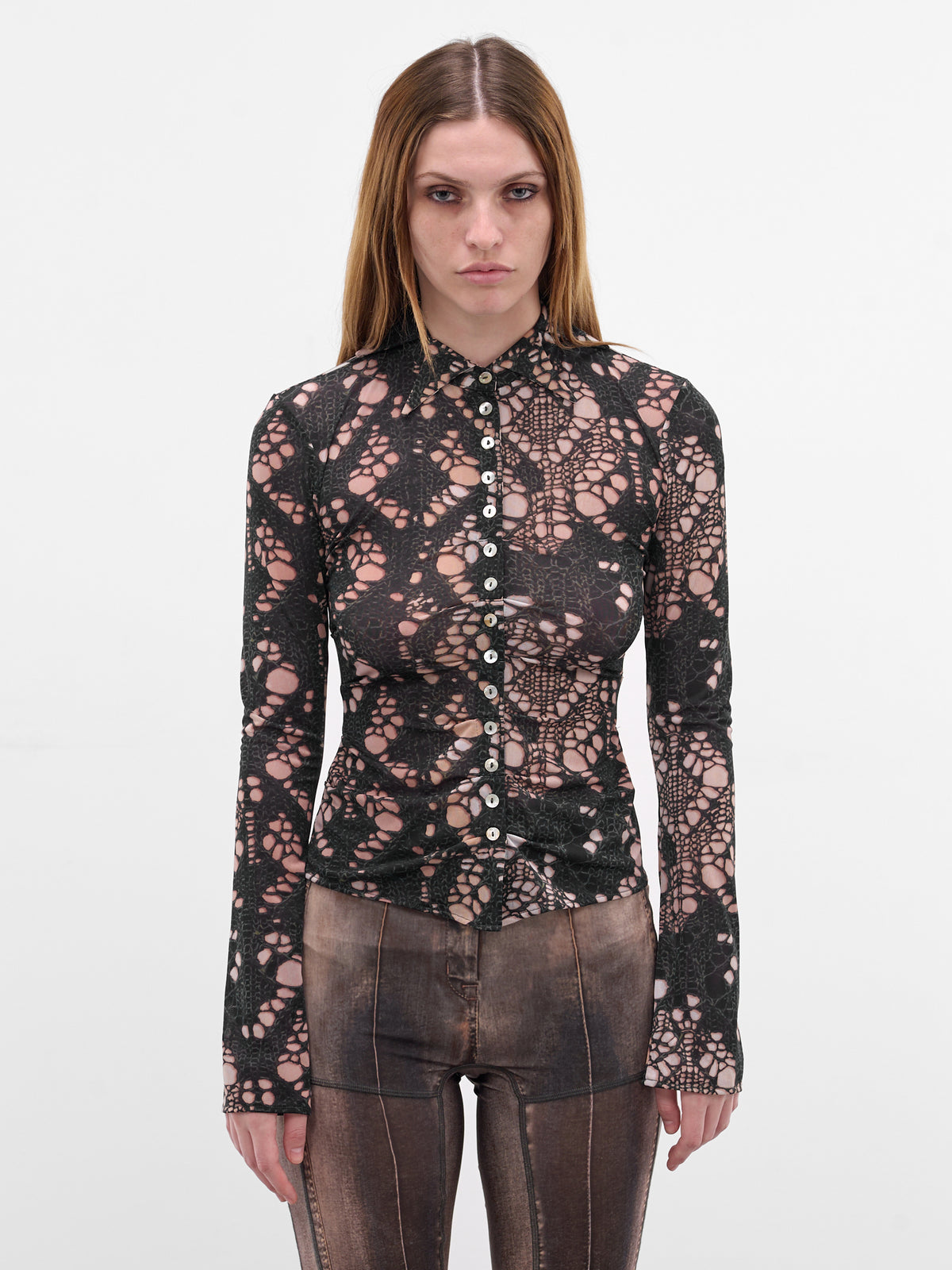 Black Simone Trompe L'oeil Shirt (R17045-SIMONE-SPIKY-BLACK)