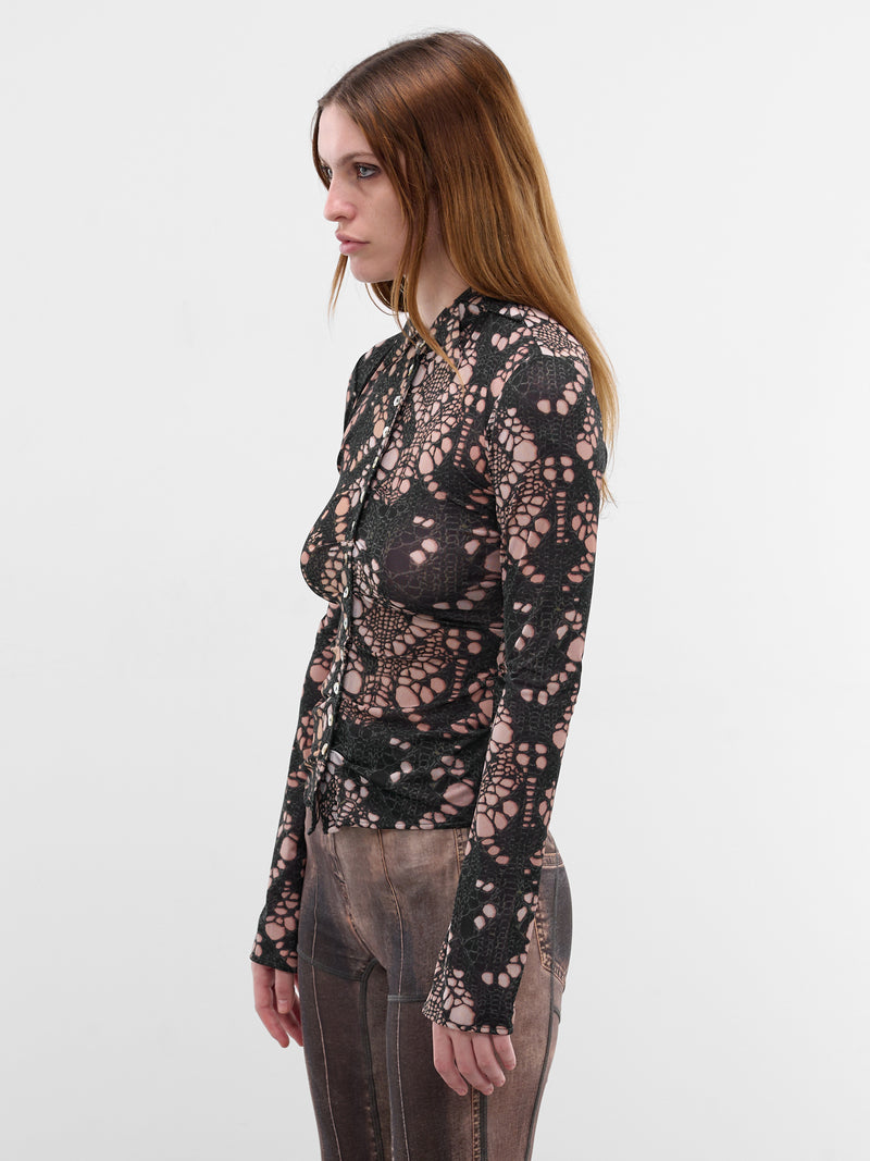 Black Simone Trompe L'oeil Shirt (R17045-SIMONE-SPIKY-BLACK)