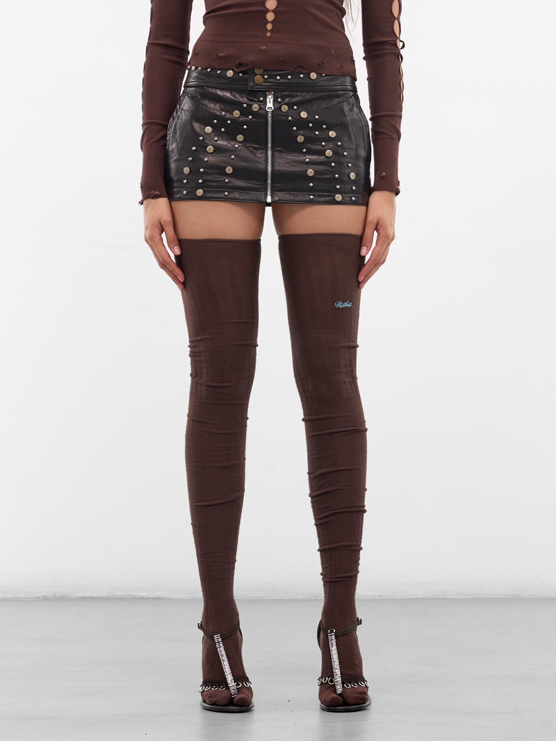 Chocolate Cotton Tabi Thigh Socks (RAW25AC03C-CHOCOLATE)