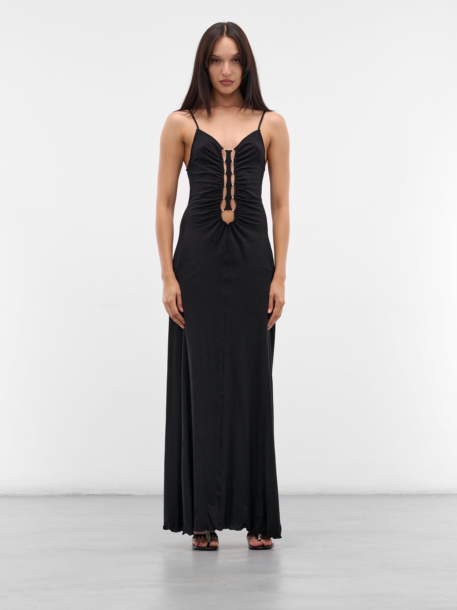 Onyx Linen-Cotton Cut-Out Maxi Dress (RAW25WV04O-ONYX)