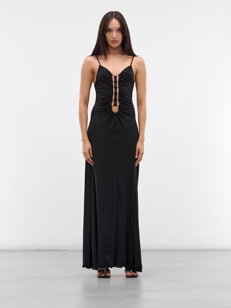 Onyx Linen-Cotton Cut-Out Maxi Dress (RAW25WV04O-ONYX)