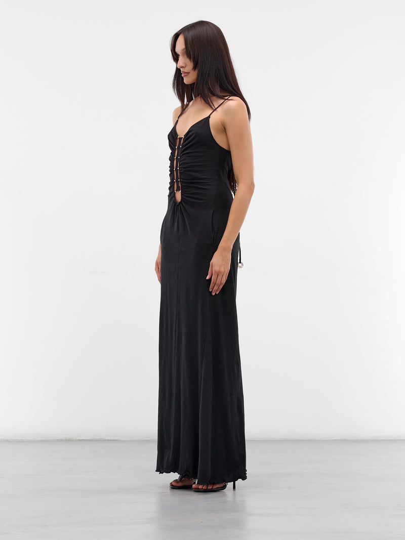 Onyx Linen-Cotton Cut-Out Maxi Dress (RAW25WV04O-ONYX)