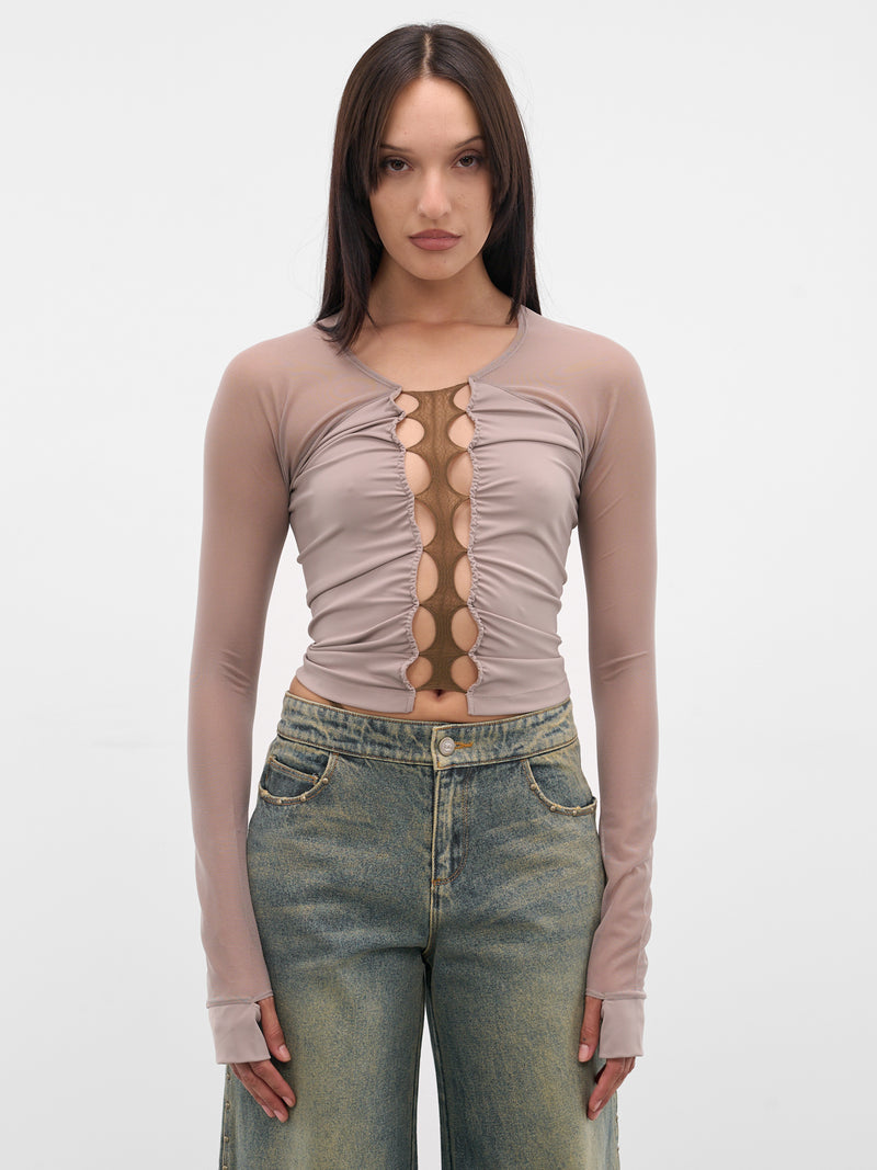 Smoke Cut-Out Paneled Sport Top (RAW25WV05S-SMOKE)