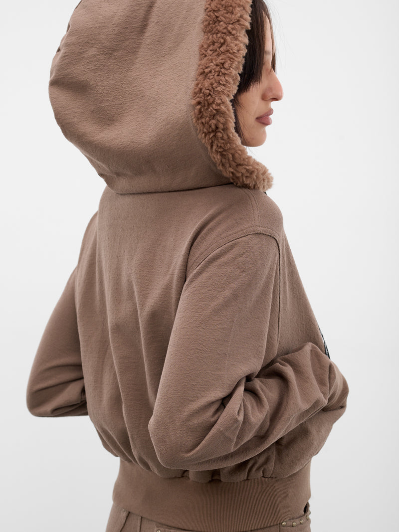 Taupe Detachable Hood Bomber Jacket (RAW25WV12A-TAUPE)