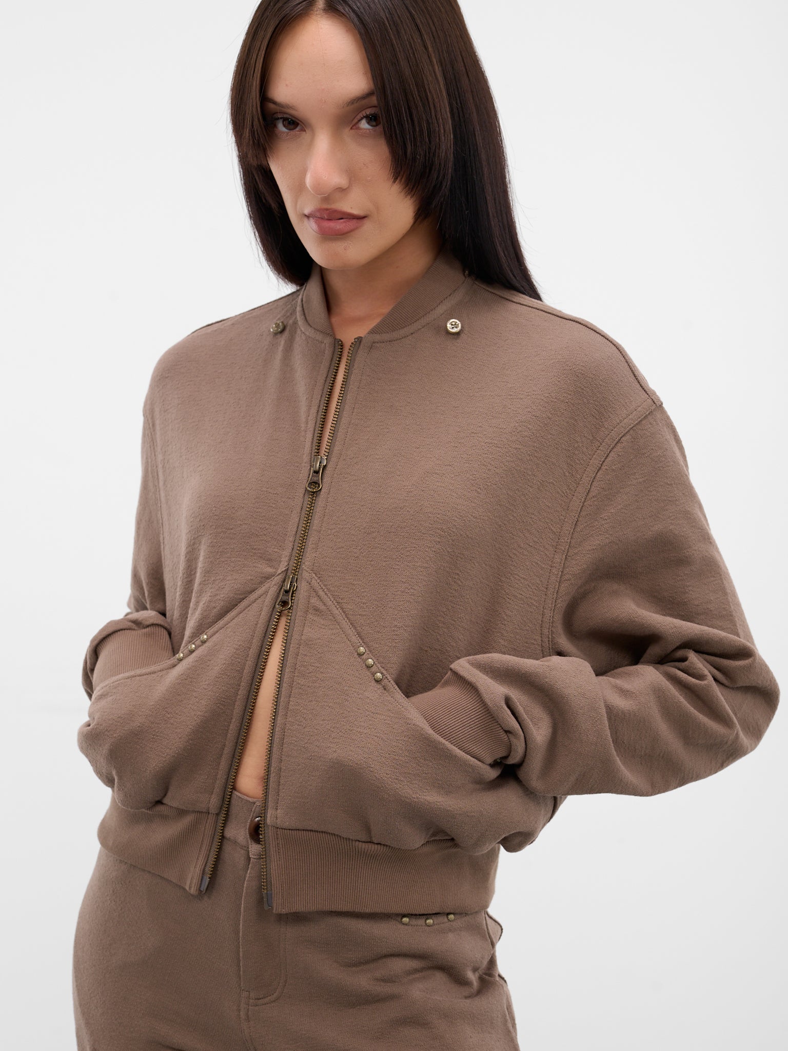 Taupe Detachable Hood Bomber Jacket (RAW25WV12A-TAUPE)