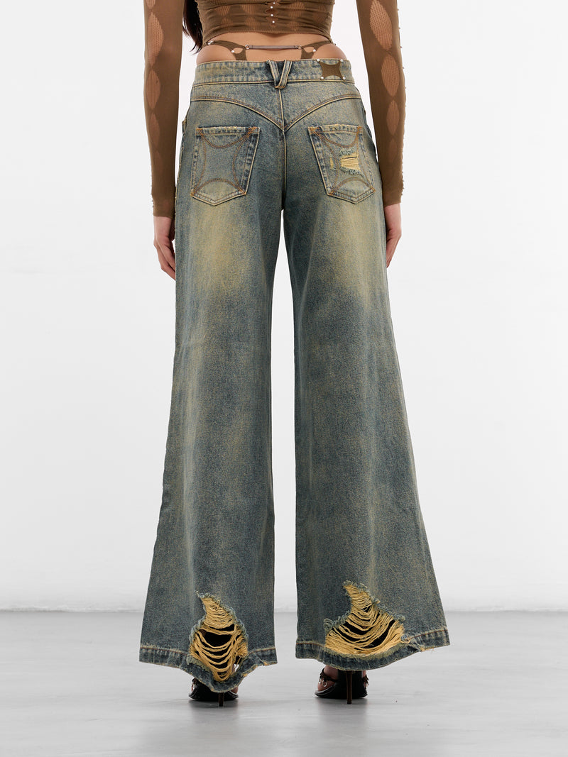 Blue Denim G-String Baggy Jeans (RAW25WV20B-GREY-BLUE)